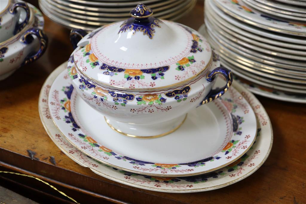 A Staffordshire S. Fielding & Co., Devon ware part dinner service, including graduated meat dishes and sauce, vegetable and soup ture